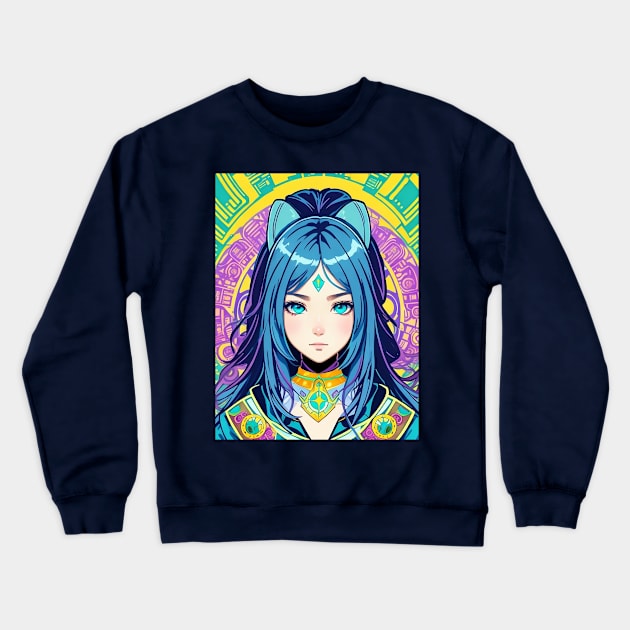 Mystical Cat Girl Crewneck Sweatshirt by 7